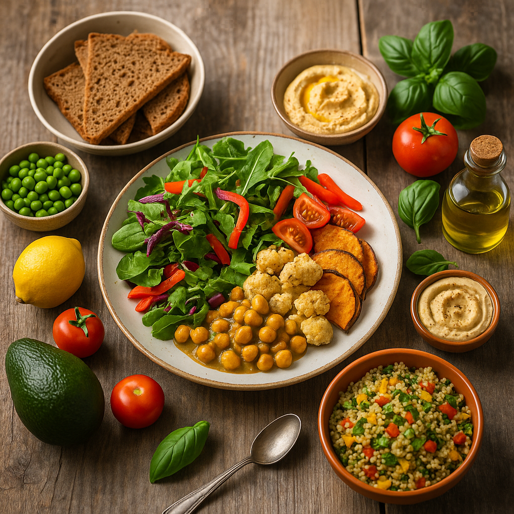 Healthy and delicious vegetarian meal with fresh produce and plant based protein. Ideal for nutritious vegetarian recipes.
